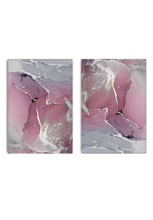Watercolor Rose Real Silver Set Of 2 Posters 50x70cm